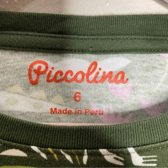 Piccolina Long Sleeve Dinosaur Print Cotton Dress, 6 - Picture 5 of 9